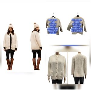 Vintage Jil Sander Japan Cream Mohair-Blend Chunky Knit Cardigan Size S/M